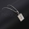 Rectangle Stainless Steel Pave Natural White Shell Pendant Necklaces FS-WG3D812-10-1