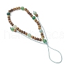 Dyed Natural Banded Agate & Wood Round Beaded Phone Hand Strap Chains HJEW-JM03365-03-4