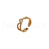 Cross Brass Micro Pave Clear Cubic Zirconia with Plastic Pearl Cuff Rings for Women FS-WGAC91F-01-4