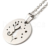 201 Stainless Steel Cat with Leaf Pendant Necklace with Cable Chains NJEW-Q317-17P-2