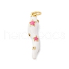 Brass Micro Pave Cubic Zirconia & Enamel Pendants KK-Q098-35G-B-1