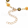 Golden Brass Flower Enamel Links Bracelets BJEW-JB05664-01-3