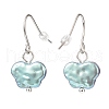 Plastic Pearl Butterfly Dangle Earrings EJEW-JE05028-02-2