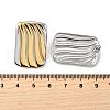 Rectangle 304 Stainless Steel Two Tone Stud Earrings EJEW-D308-10B-PG-3