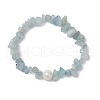 Natural Aquamarine Chips Stretch Bracelets for Women BJEW-JB11343-01-2
