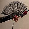 Plastic Lace Vintage Folding Fans PW-WG00BE2-01-4