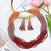 Bohemian Style Acrylic Seed Beaded Multilayer Necklaces & Tassel Dangle Earrings Sets FS-WG5C0BD-02-1