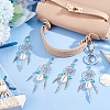   20Pcs Synthetic Turquoise Alloy Woven Net/Web with Feather Pendant Decorations HJEW-PH0001-69-5