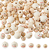DICOSMETIC 100Pcs 3 Styles Printed Wood European Beads WOOD-DC0001-12-1
