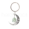 Alloy Hollow Moon Charm Keychains with Natural Gemstone Nuggets Charm KEYC-JKC00423-4