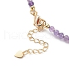 Cubic Zirconia Teardrop Pendant Necklace with Natural Amethyst Beaded Chains NJEW-JN04121-02-7