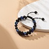 Natural Black Agate(Dyed) & Eyeless Obsidian & Resin Evil Eye Braided Bead Bracelet BJEW-JB08840-03-2