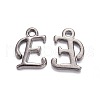 Gunmetal Plated Alloy Letter Pendants PALLOY-P097-03-E-1