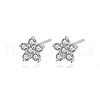 Elegant Sterling Silver Plum Cubic Zirconia Blossom Stud Earrings for Women VQ1749-2-1