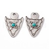 Synthetic Turquoise Half Round Pendants PALLOY-D013-03AS-1