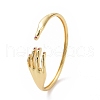 Cubic Zirconia Hand Palm Open Cuff Bangle BJEW-F445-14G-4