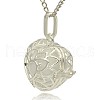 Silver Color Plated Brass Hollow Heart Cage Pendants KK-J243-08S-2