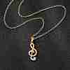 Musical Note 201 Stainless Steel Pendant Necklaces & Stud Earrings Sets for Women SJEW-Q025-03G-2