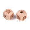 Engraved Beech Wood Beads WOOD-N015-08C-2