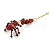 Halloween Theme Spider & Skull Dyed Synthetic Turquoise & Glass Seed Beads Pendant Decorations HJEW-MZ00282-02-5