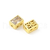 Rectangle Brass Glass Beads KK-Z101-01G-2