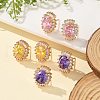 Oval Brass Micro Pave Cubic Zirconia Stud Earrings for Women EJEW-G428-27G-3