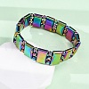 Electroplate Synthetic Non-magnetic Hematite Beads Stretch Bracelets for Men Women G-P571-J01-MC-2