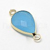 Golden Tone Brass Glass Teardrop Links connectors GLAA-J010A-HF23-G-3