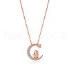 Chinese Zodiac Necklace Chicken Necklace 925 Sterling Silver Rose Gold Rooster on the Moon Pendant Charm Necklace Zircon Moon and Star Necklace Cute Animal Jewelry Gifts for Women JN1090J-1