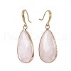 Teardrop Natural Rose Quartz Dangle Earrings EJEW-JE02998-03-2