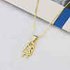 Brass Micro Pave Clear Cubic Zirconia Girl Pendant Necklaces FS-WGEEEEA-04-1