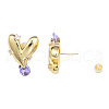 Cubic Zirconia Heart Stud Earrings EJEW-N011-71-3