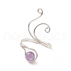 Gemstone Round Beaded Open Cuff Ring RJEW-JR00545-4