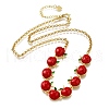 Teachers' Day Brass Red Enamel Fruit Link Chain Necklaces NJEW-K287-04B-G-4