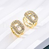 Oval Brass Micro Pave Clear Cubic Zirconia Cuff Earrings EJEW-K305-05G-2