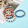 Imitation Wood & Gemstone Style Acrylic Beaded Stretch Bracelets BJEW-JB06229-2