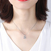 Double Heart 925 Sterling Silver Micro Pave Clear Cubic Zirconia Pendant Necklaces FS-WG0A98A-01-4