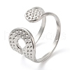 304 Stainless Steel Double Layer Open Cuff Ring for Women RJEW-I098-27P-1