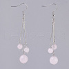 Natural Rose Quartz Dangle Earrings EJEW-JE02813-03-1