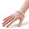 Natural Rose Quartz Round & Heart & Chips Beaded Stretch Bracelet BJEW-TA00194-3