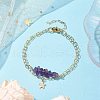 Natural Amethyst Chip Multi-Strand Bracelet Sets BJEW-JB10500-02-2