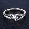Heart Brass Micro Pave Clear Cubic Zirconia Finger Rings FS-WG243FC-08-1