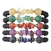 5Pcs Round Natural Gemstone Beads Stretch Bracelet Sets for Men Women BJEW-JB10980-1