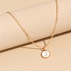 Alloy White Enamel Disc with Initial Pendant Necklaces for Women WG552C5-10-1