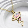 304 Stainless Steel Hot Pearl Enamel Constellation Planet Pendant Necklaces NJEW-D310-01K-G-4