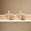 Fashionable S925 Sterling Silver Clear Cubic Zirconia Cross Stud Earrings KP6909-1-4