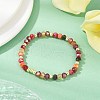 3Pcs 3 Colors Faceted Round Electroplate Glass Beads Stretch Bracelets for Women BJEW-JB11625-3