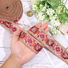 Globleland 5 Yards Embroidered Organza Flower Ribbons SRIB-GL0001-02-3
