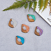 Transparent Resin & Walnut Wood Pendants RESI-CJ0001-74-5