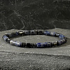 Natural Blue Spot Jasper Cylinder Beads Stretch  Bracelets for Men UU8549-1